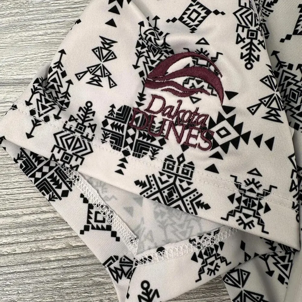 Greyson Polo Shirt Mens Medium White Black Aztec Southwestern Dakota Dunes - Picture 8 of 8